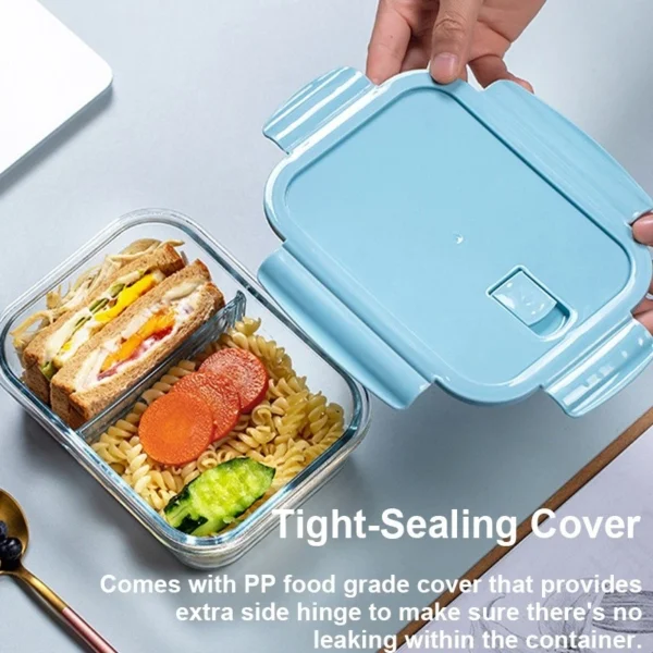 Borosilicate Glass Lunch Box Set 410 650 1040ml   Airtight Leakproof   Microwave   Freezer Safe Bekas Makanan Kaca