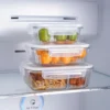 High Borosilicate Glass Lunch Box Bekas Makanan Kaca Microwave Safe Airtight Leakproof Food Container       Partition