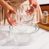 Glass Lunch Box Set Bekas Makanan Kaca Borosilicate Round Food Container Oven Microwave Safe 4