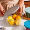 Glass Lunch Box Set Bekas Makanan Kaca Borosilicate Round Food Container Oven Microwave Safe 4