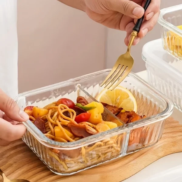 High Borosilicate Glass Lunch Box Bekas Makanan Kaca Microwave Safe Airtight Leakproof Food Container       Partition